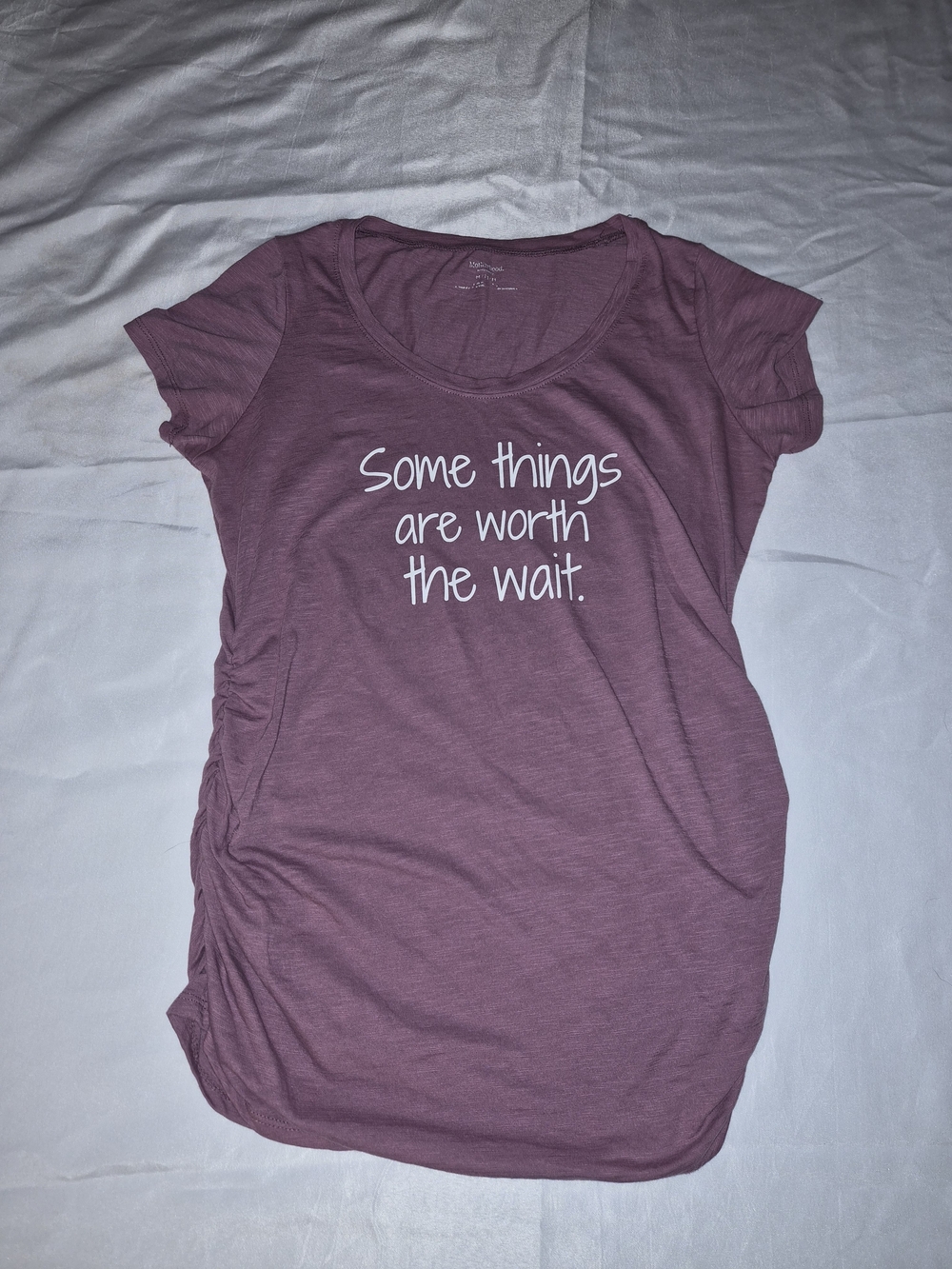 Maternity Women's Mauve Graphic Tee - "Some Things Are Worth The Wait."